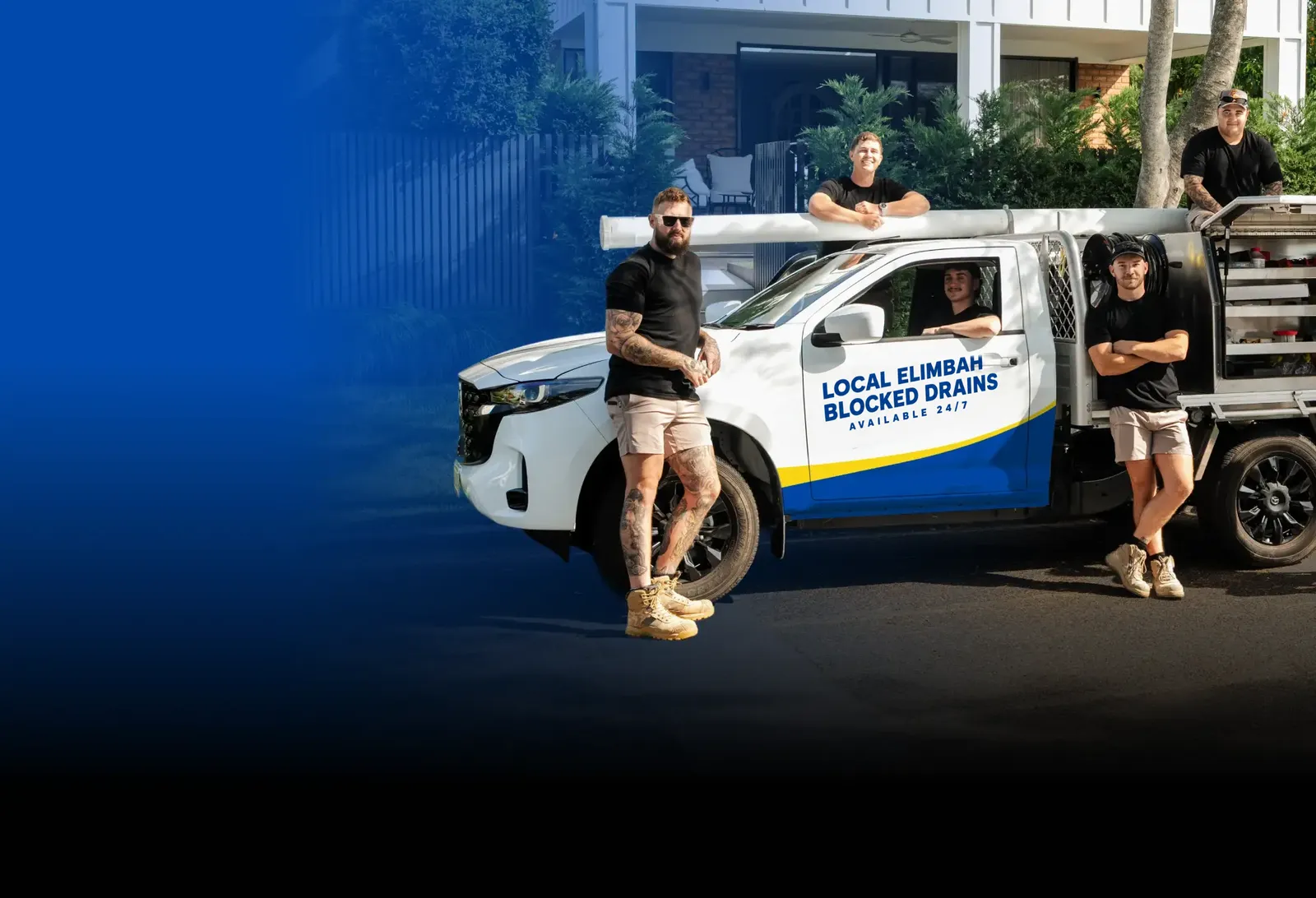 Local Elimbah Blocked Drains team with the ute
